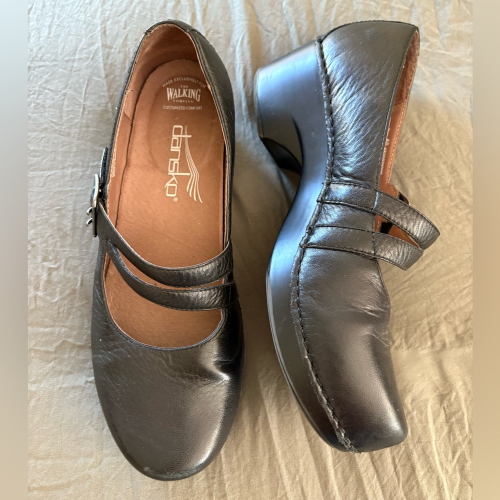 Dansko Black Leather Mary Jane Clog - Picture 11 of 16